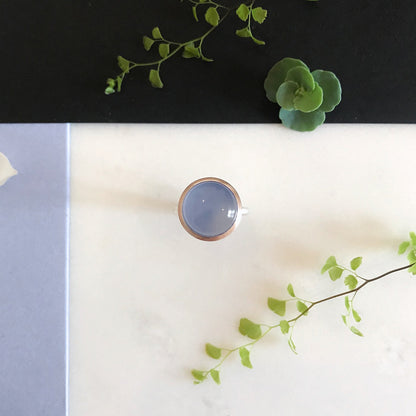 anello con calcedonio blu