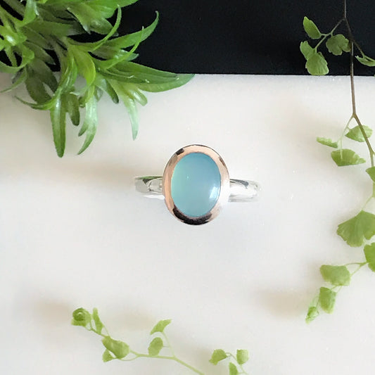 anello con Calcedonio azzurro